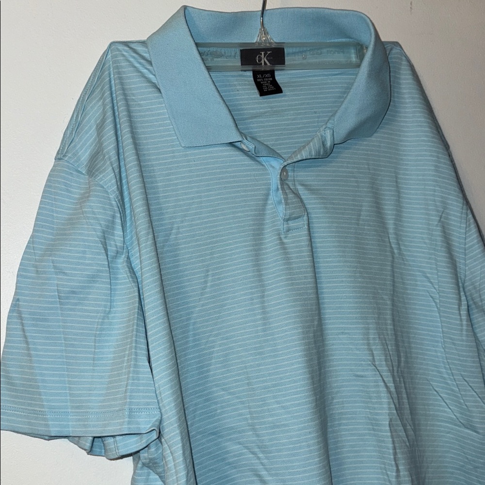 Calvin Klein Sky Blue Striped Polo Shirt